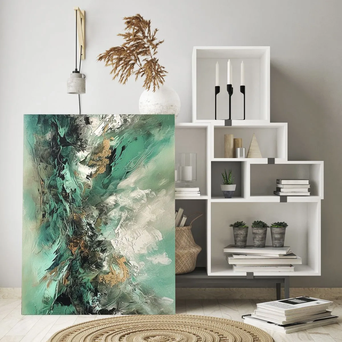 Obraz na skle - Smaragdově černé vlnobití - 50x70 cm