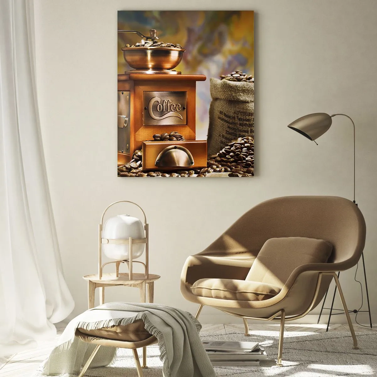 Obraz na skle - Chrastění zrn, hrčení mlýnku - 50x70 cm