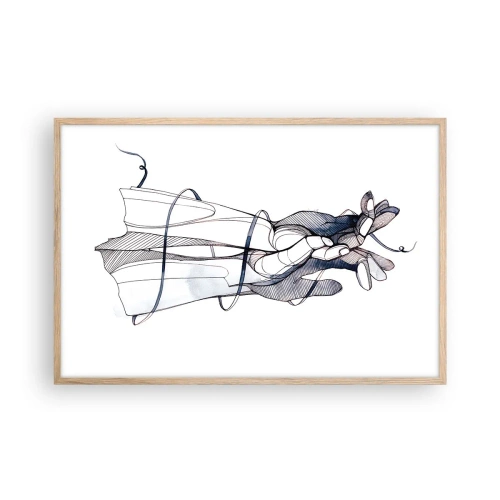 Plakát v rámu světlý dub - Studie o dotyku - 91x61 cm