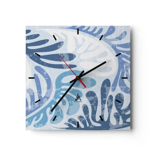 Nástěnné hodiny - Modré kapradí - 30x30 cm