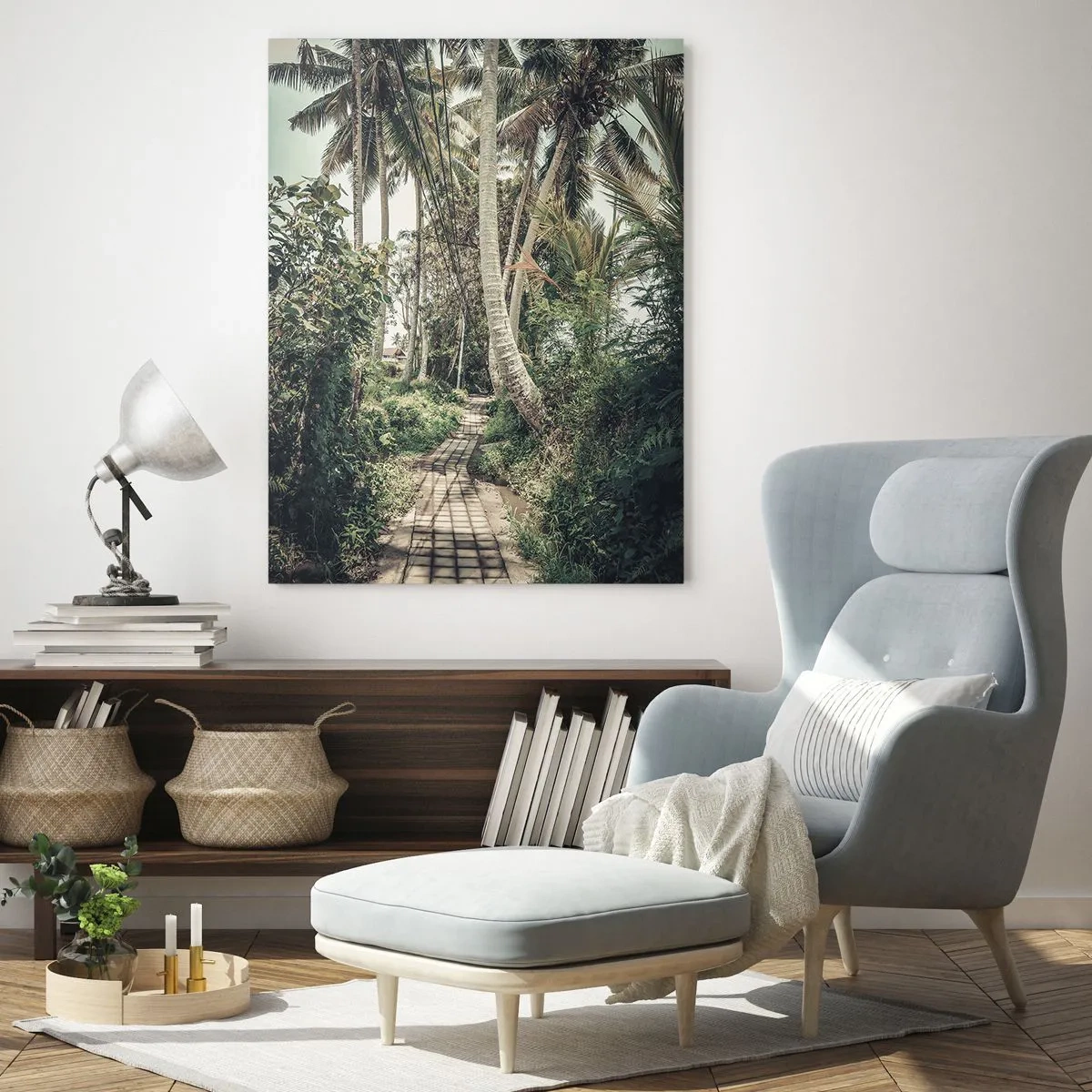 Obraz na skle - Palmová alej - 70x100 cm