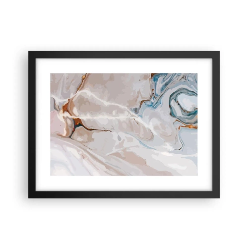 Plakát v černém rámu - Modré meandry pod bílou - 40x30 cm
