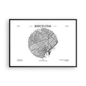 Plakát v černém rámu - Anatomie Barcelony - 100x70 cm