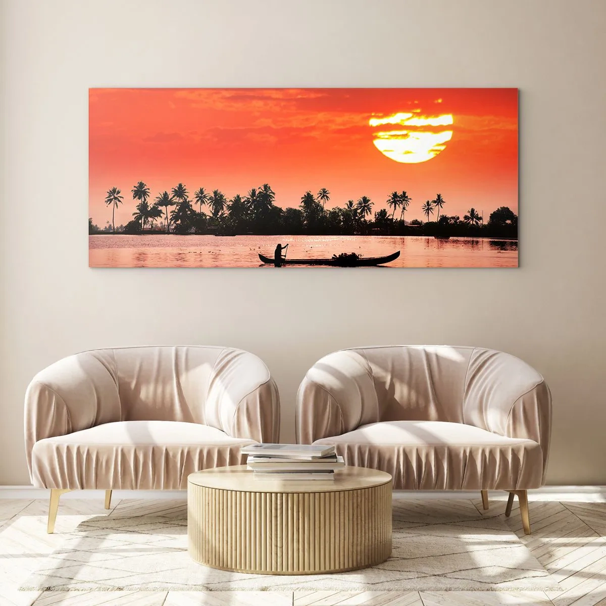 Obraz na skle - Klid tropů při západu - 140x50 cm