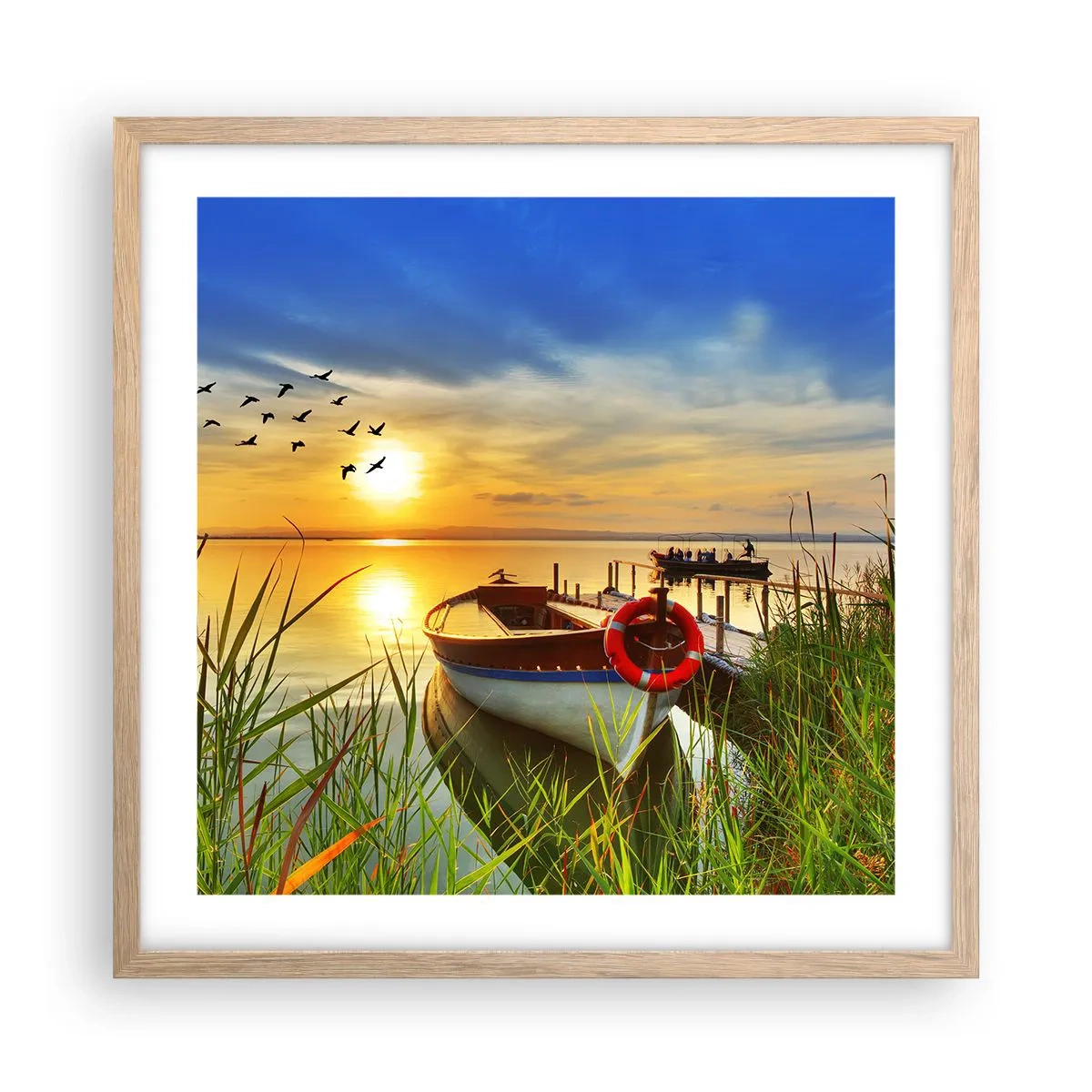 Plakát v rámu světlý dub - Kormoráni už odlétají - 50x50 cm