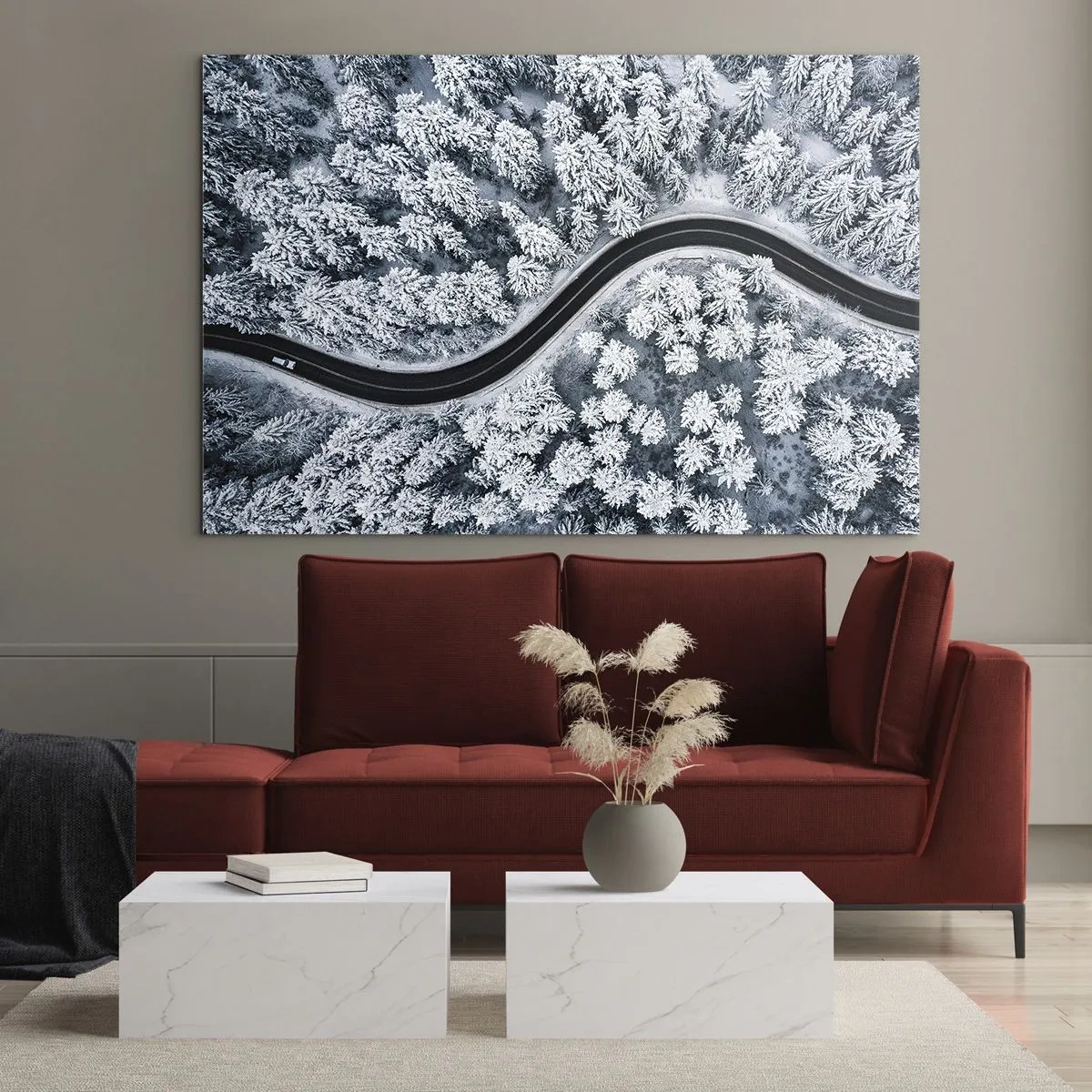 Obraz na skle - Zimním lesem - 70x50 cm
