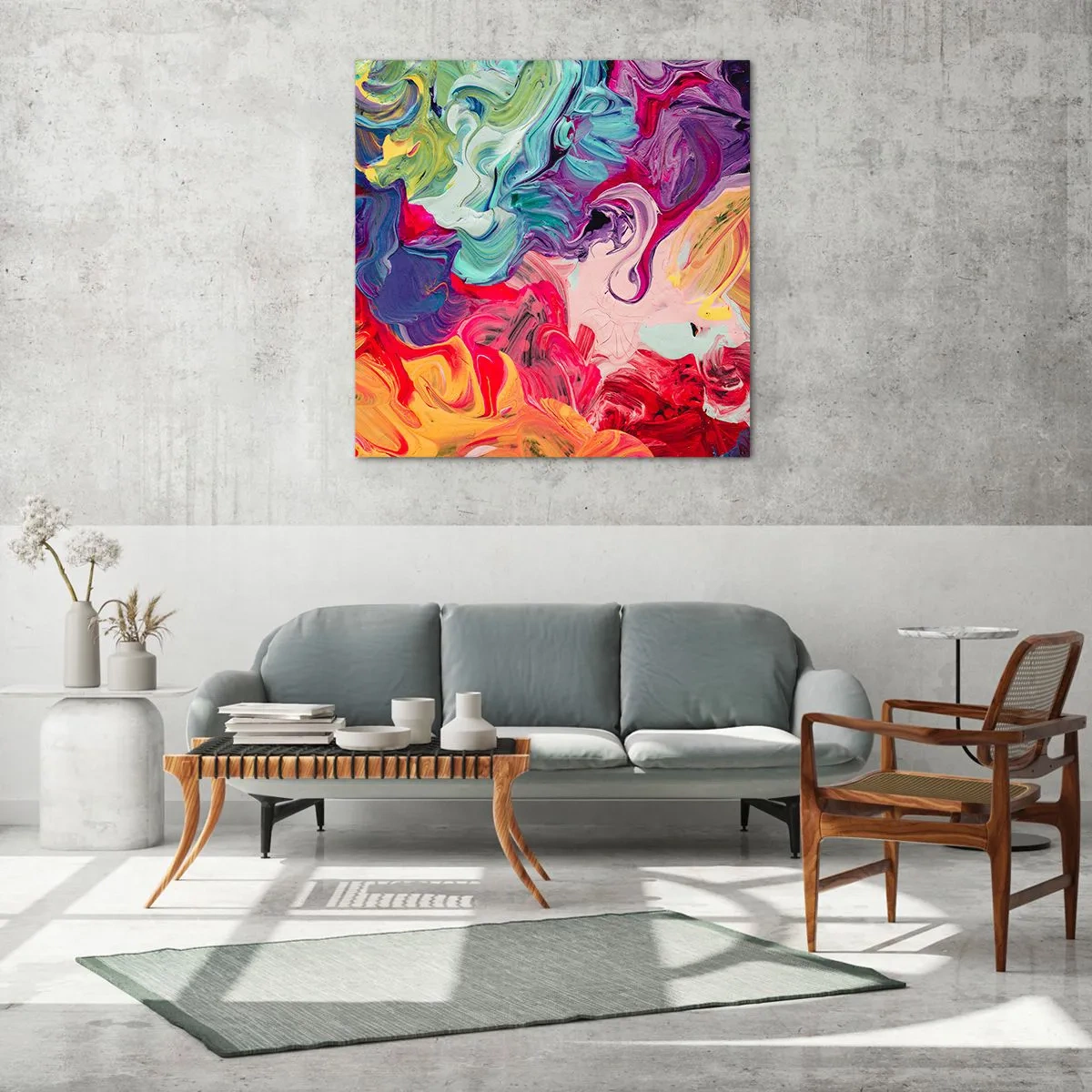 Obraz na skle - Zrození barev - 60x60 cm