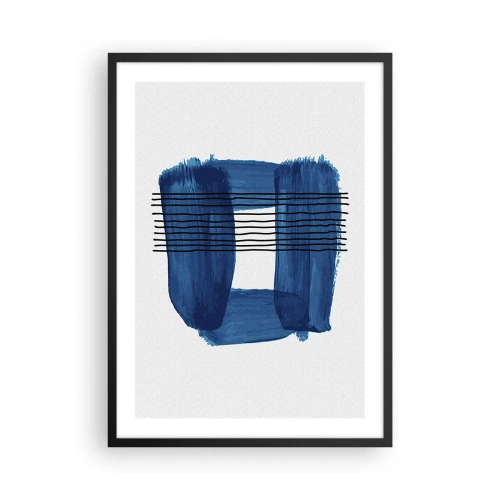 Plakát v černém rámu - Abstraktní kompozice v odstínech modré - 50x70cm - Modročerná kompozice - Moderní nástěnná dekorace do obývacího pokoje a ložnice ARTTOR