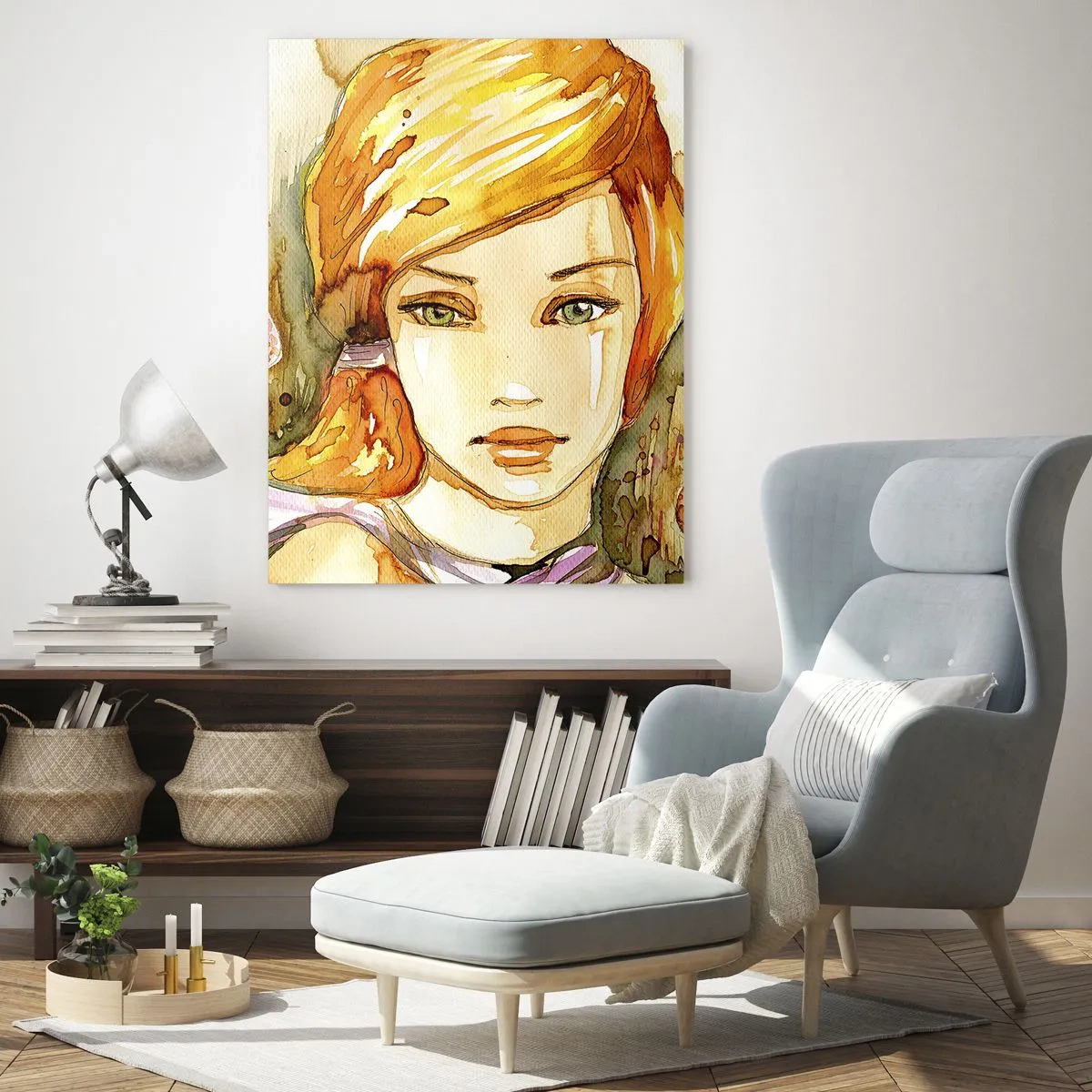 Obraz na skle - Smaragdový pohled, který zahání hněv - 70x100 cm