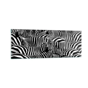 Obraz na skle - Skupinový portrét s pruhy - 140x50 cm