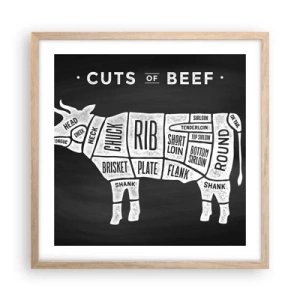 Plakát v rámu světlý dub - Slabikář řezníka - 50x50 cm