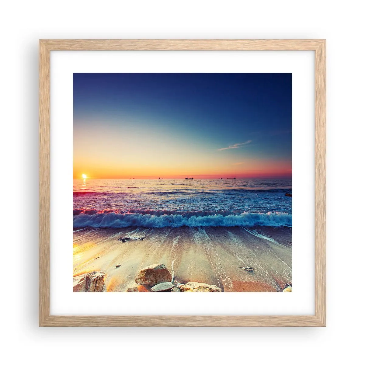 Plakát v rámu světlý dub - Co je za obzorem? - 40x40 cm