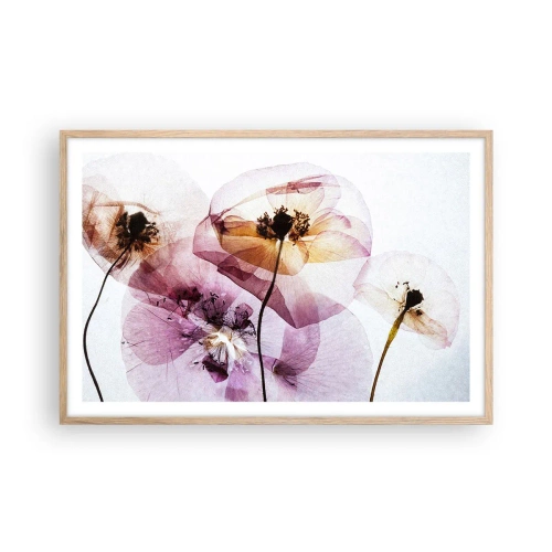Plakát v rámu světlý dub - Průhledné těla květin - 91x61 cm