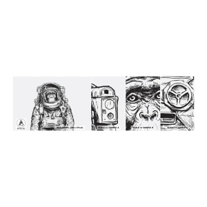 Vzor Fototapety Samolepicí Deluxe Sticker - Alternativní vývoj - Abstrakce, Astronaut, Opice - 100x30 cm