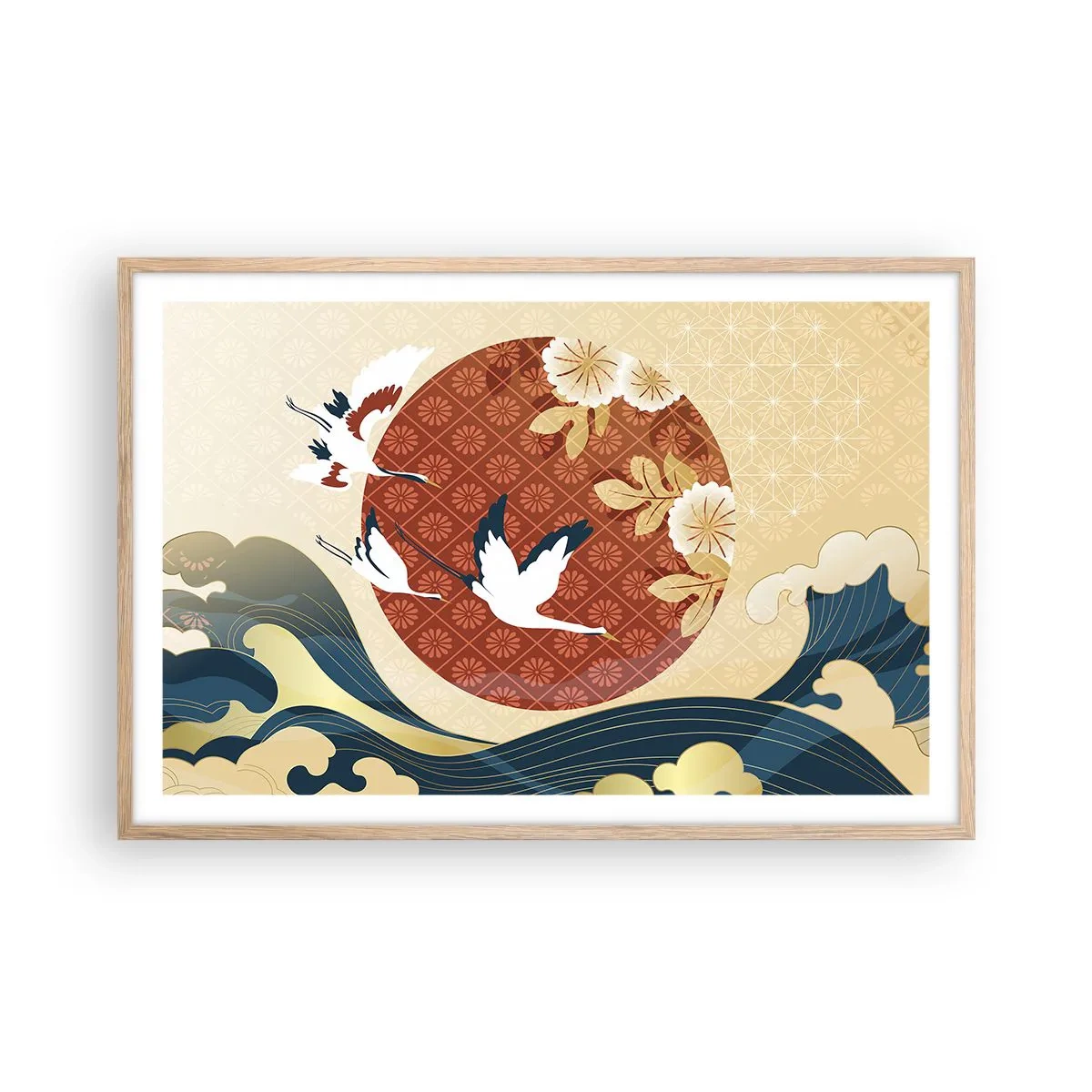 Plakát v rámu světlý dub - Japonská pohádka - 91x61 cm