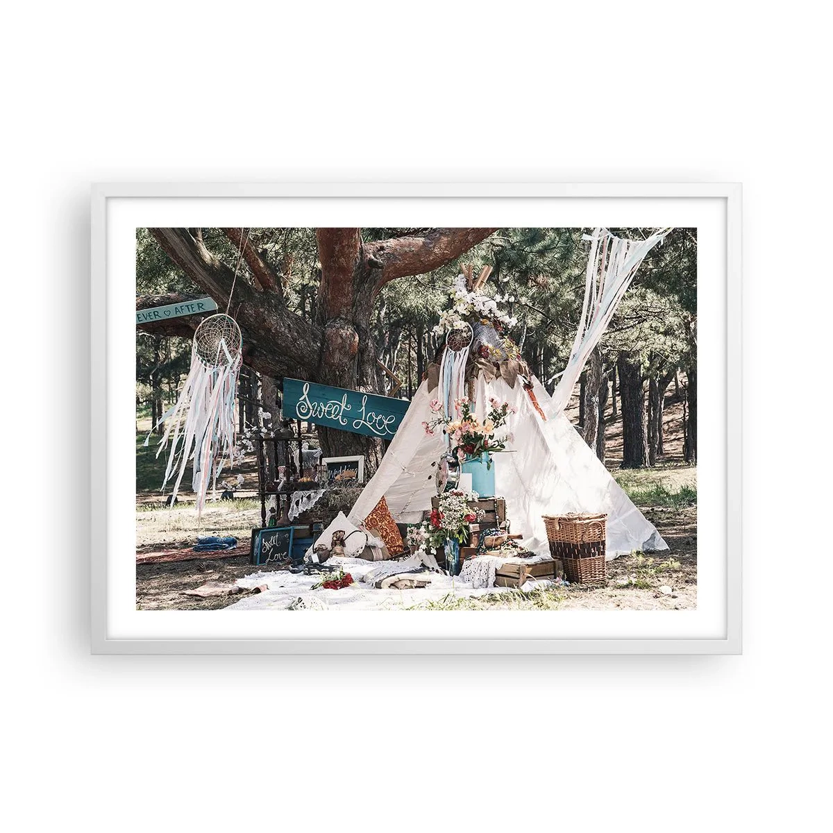 Plakát v bílém rámu - Make love… - 70x50 cm