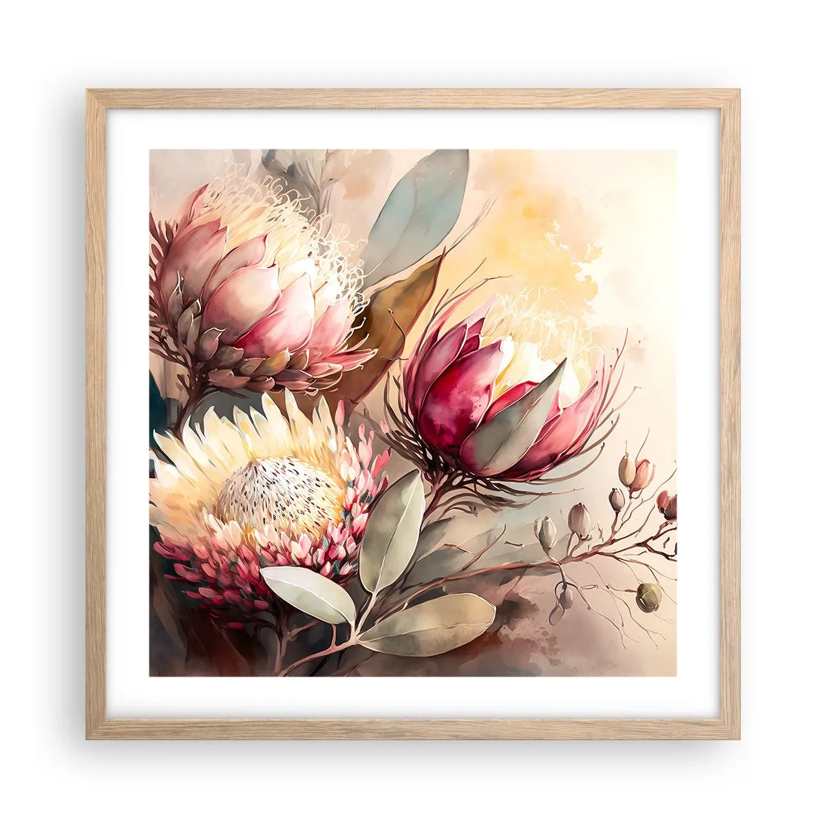 Plakát v rámu světlý dub - Z profilu a en face - 50x50 cm