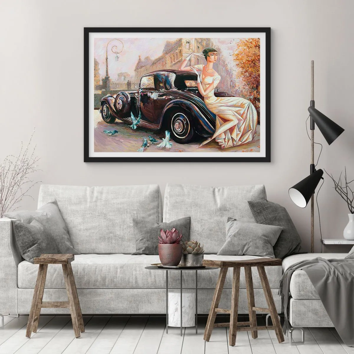 Plakát v černém rámu - Elegance v retro stylu - 91x61 cm