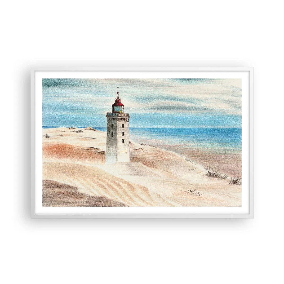 Plakát v bílém rámu - Vždy hledí na moře - 91x61 cm