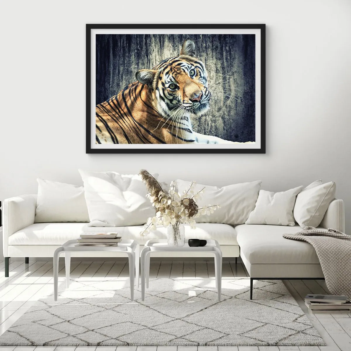 Plakát v černém rámu - Portrét v pramenech světla - 91x61 cm