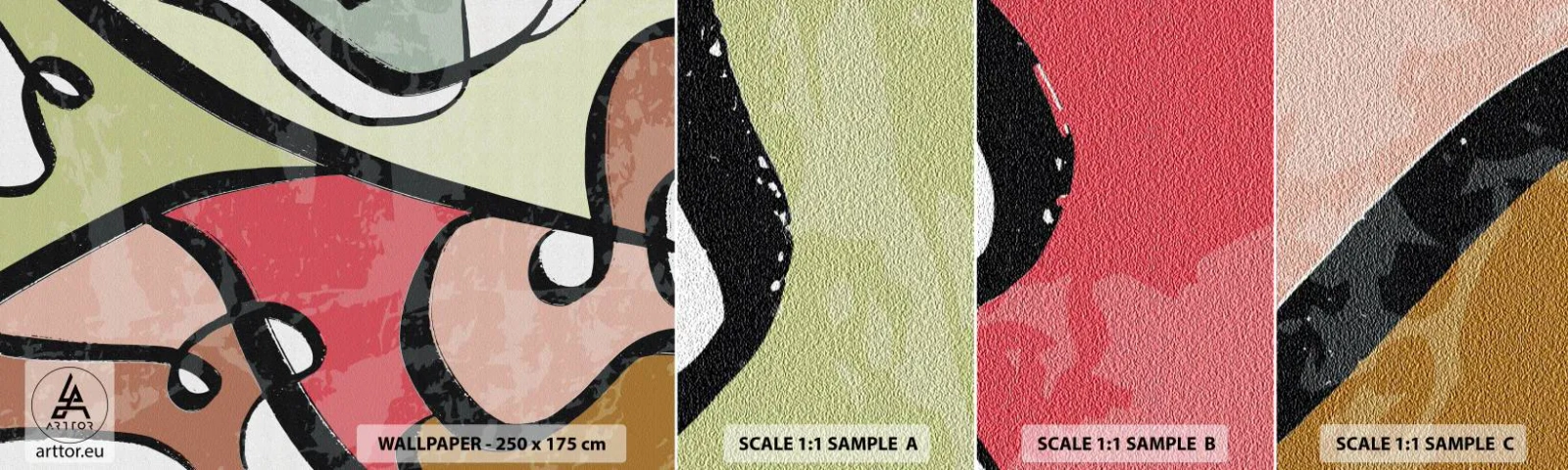 Vzor Fototapety Samolepicí Deluxe Sticker - Piruety uprostřed barev - Abstrakce, Kus, Moderní - 100x30 cm