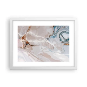 Plakát v bílém rámu - Modré meandry pod bílou - 40x30 cm