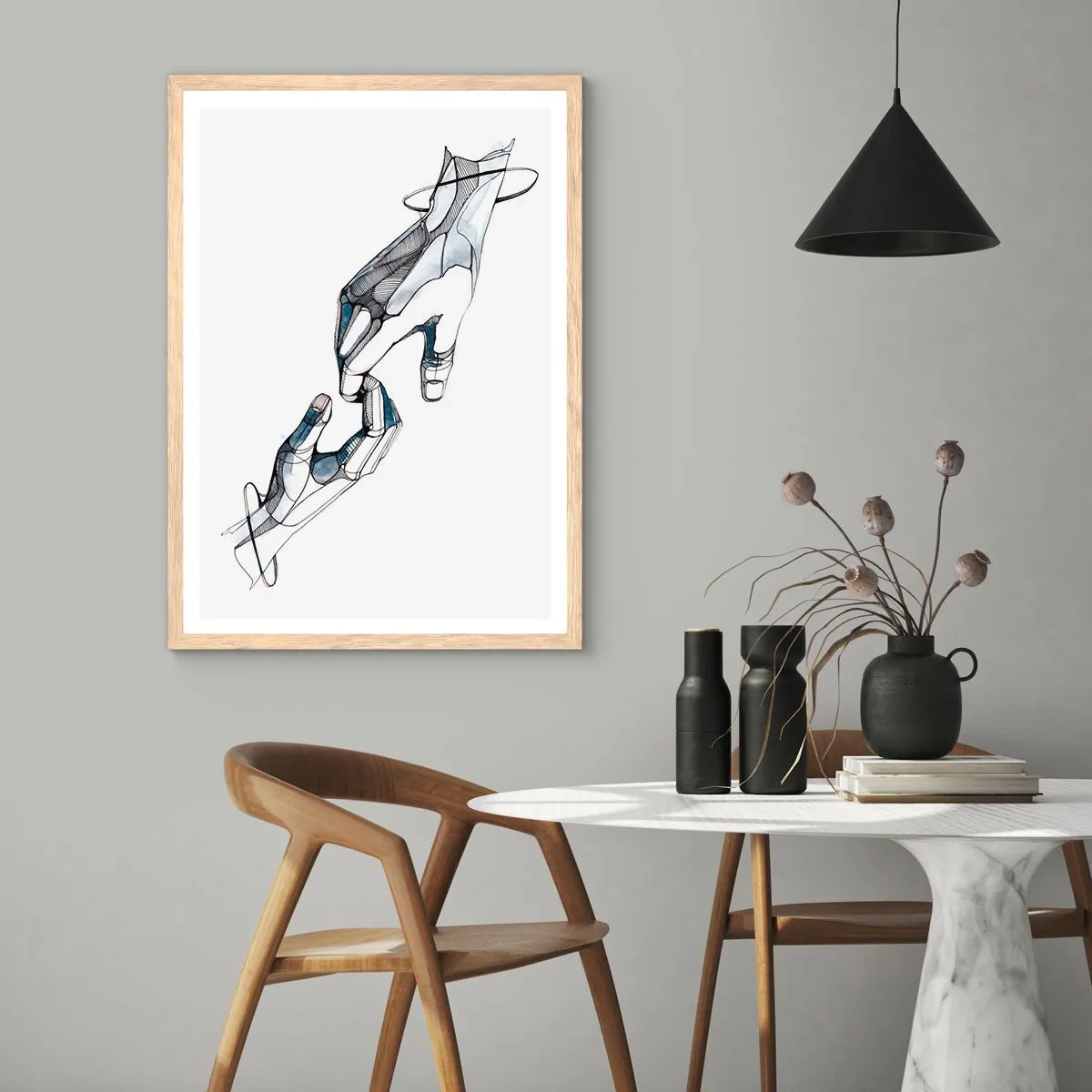 Plakát v rámu světlý dub - Dobré gesto - 61x91 cm