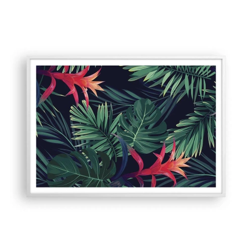 Plakát v bílém rámu - Vzplanout v zeleném - 100x70 cm