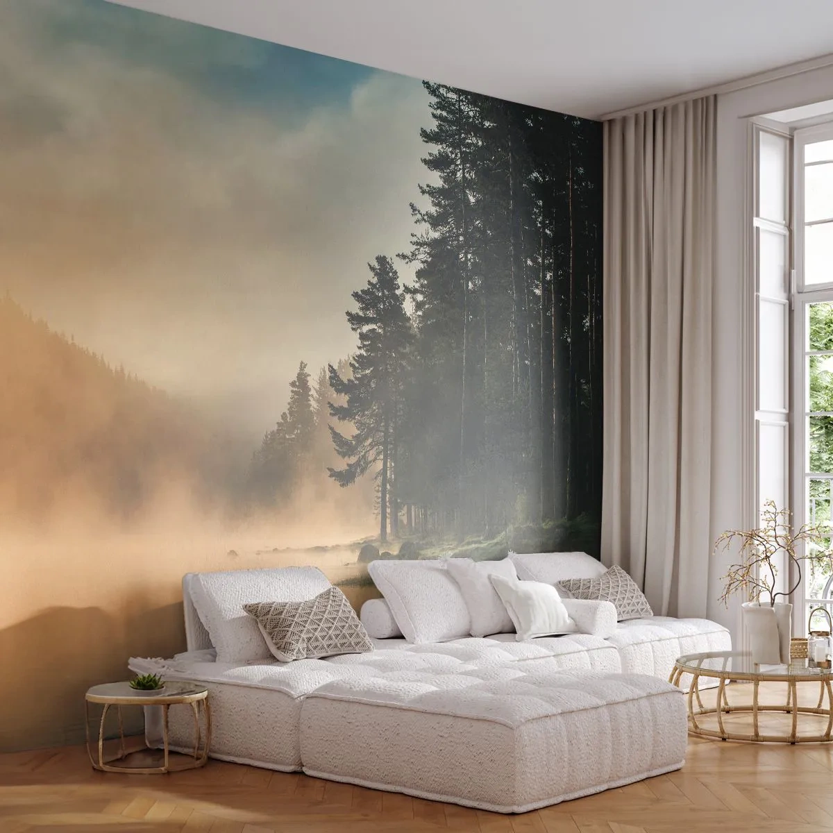 Fototapeta Samolepicí Deluxe Sticker - Zrození dne - Krajina, jezero, Les - 400x280 cm