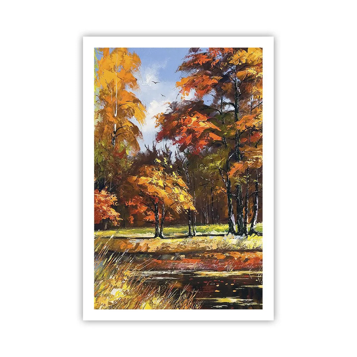 Plakát - Krajinka ve zlaté a hnědé - 61x91 cm