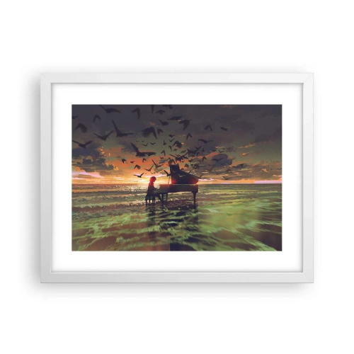 Plakát v bílém rámu - Koncert na piano a vlny - 40x30 cm
