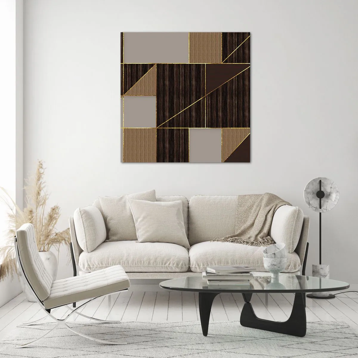 Obraz na skle - Mozaika hnědé a zlaté - 30x30 cm