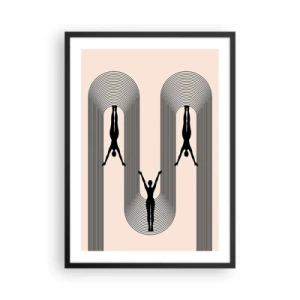 Plakát v černém rámu - Minimalistické siluety v geometrické kompozici - 50x70cm - Vzhůru nohama - Moderní nástěnná dekorace do obývacího pokoje a ložnice ARTTOR
