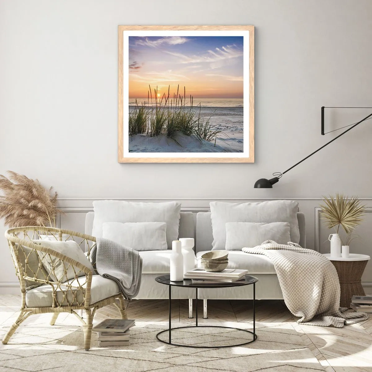 Plakát v rámu světlý dub - Podívej se, představ si a pociť - 30x30 cm