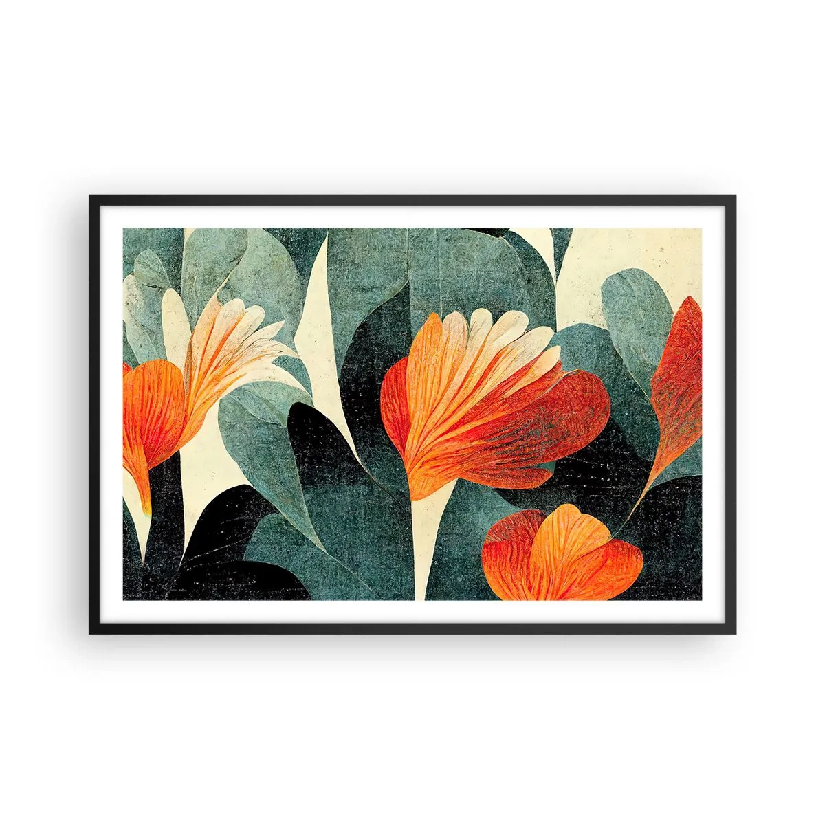 Plakát v černém rámu - Tropické horko a chlad zeleně - 91x61 cm