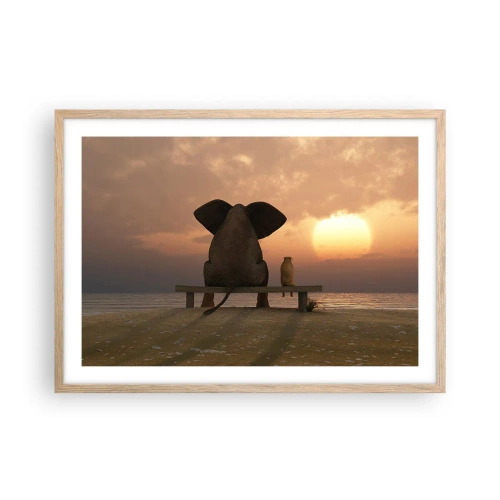 Plakát v rámu světlý dub - Je skvělé spolu mlčet - 70x50 cm