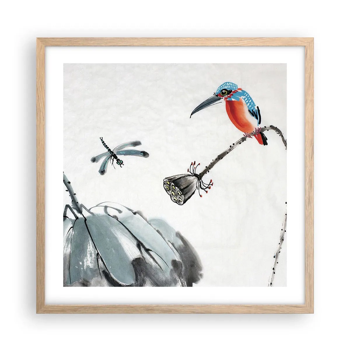 Plakát v rámu světlý dub - Život louky - 50x50 cm