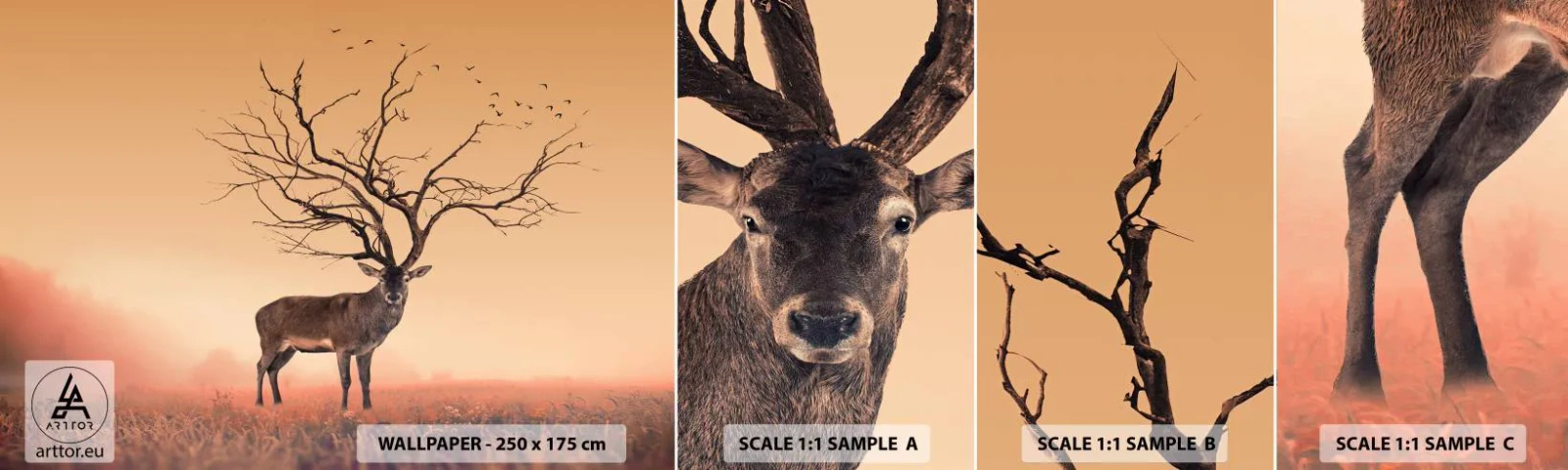 Fototapeta Vzorek Standard Eco - Prajelen - věčný duch lesa - Abstrakce, Jelen, Příroda - 100x30 cm