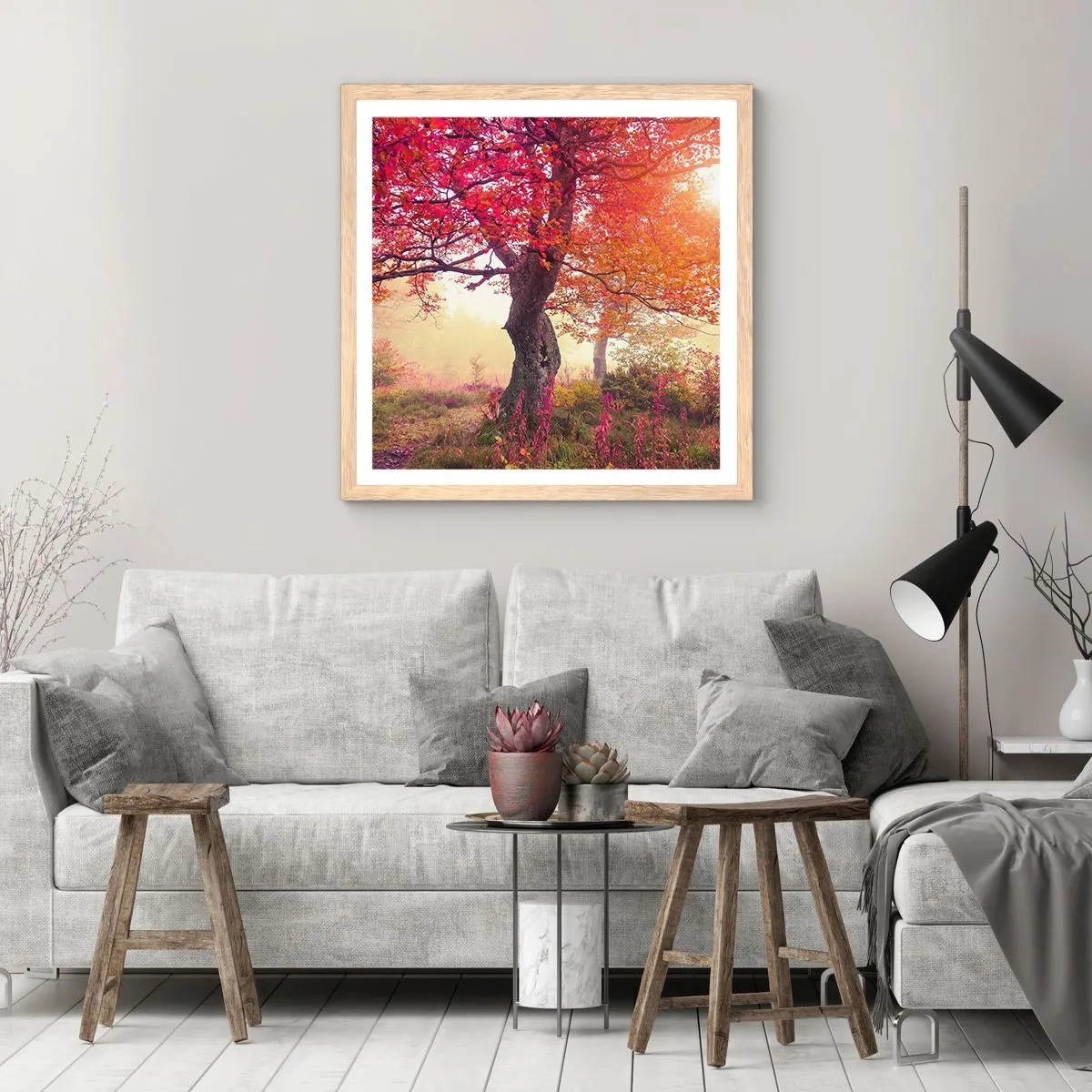 Plakát v rámu světlý dub - Šílenství rozkvětu - 40x40 cm