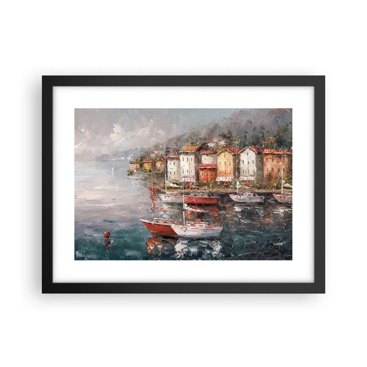 Plakát v černém rámu - Romantický přístav - 40x30 cm