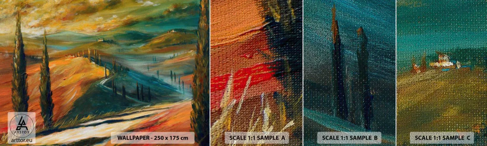 Vzor Fototapety Premium Sand - Toskánská krajina - Krajina, Toskánsko, Cestování - 100x30 cm