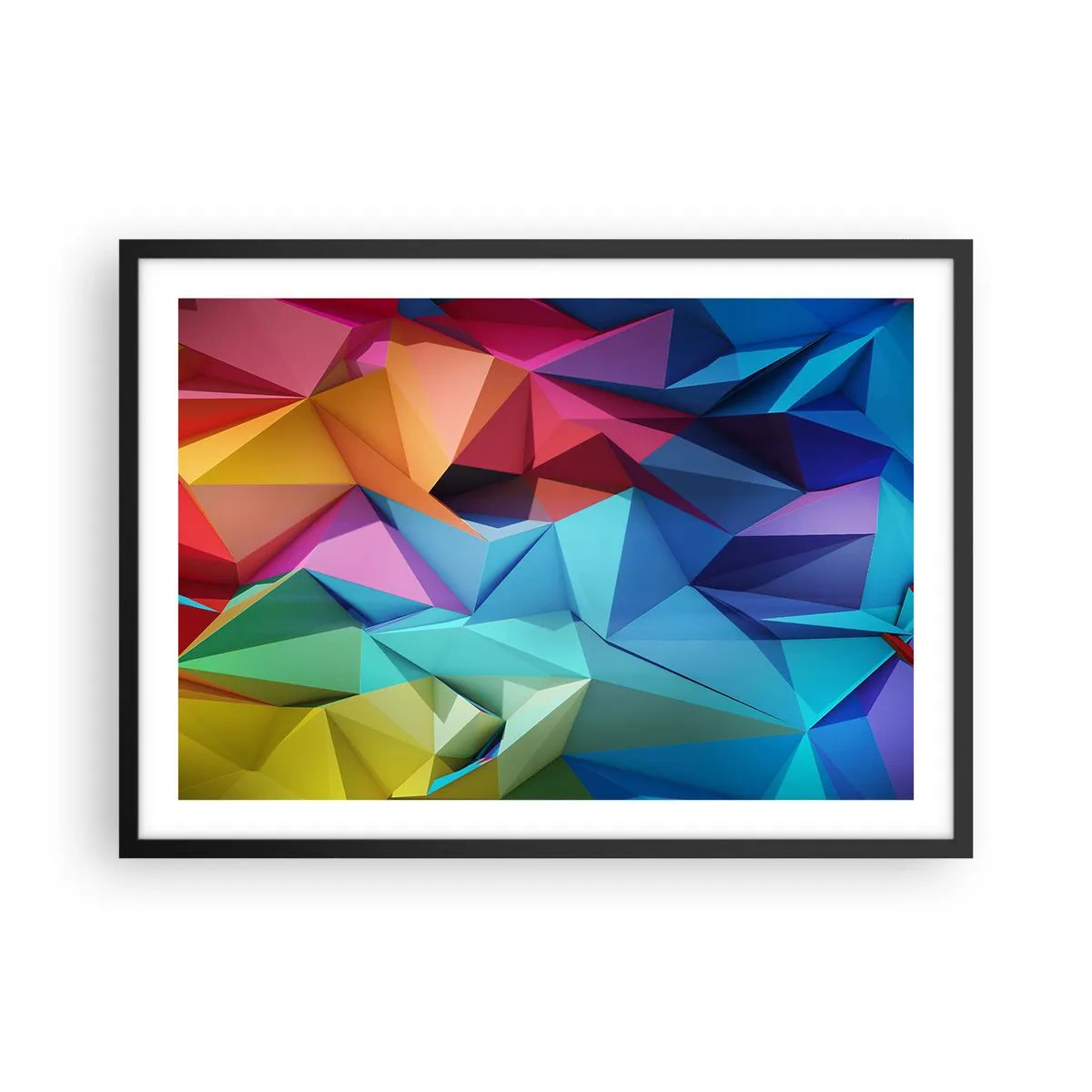Plakát v černém rámu - Duhové origami - 70x50 cm