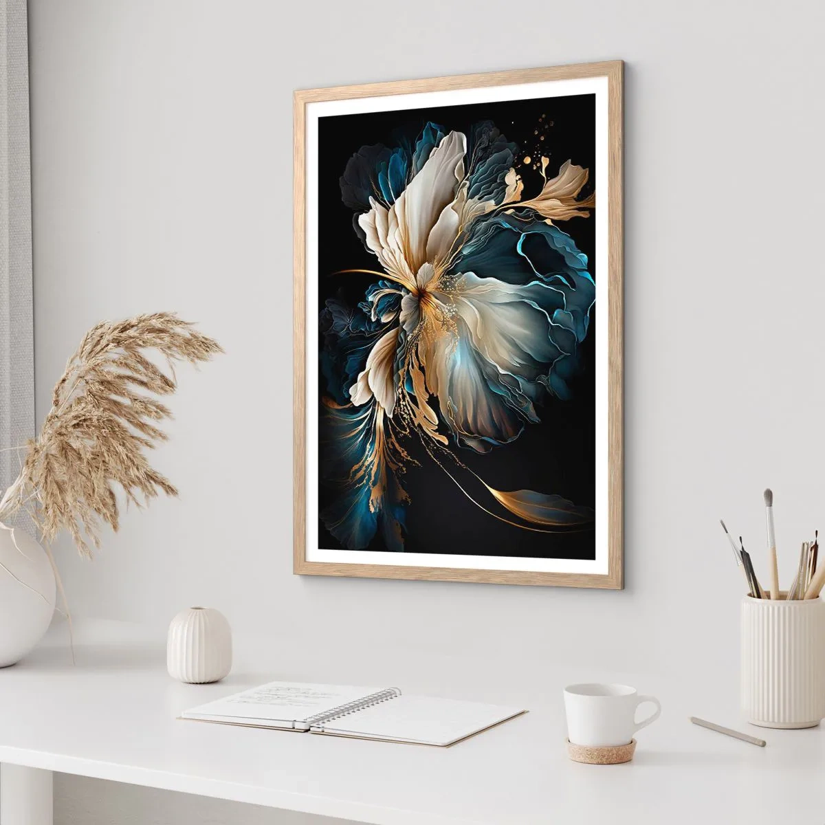 Plakát v rámu světlý dub - Pohádkový květ kapradí - 40x50 cm