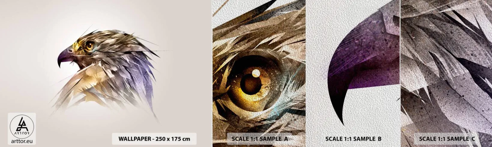 Vzor Fototapety Premium Sand - Portrét bojovníka - Abstrakce, Orel, Pták - 100x30 cm