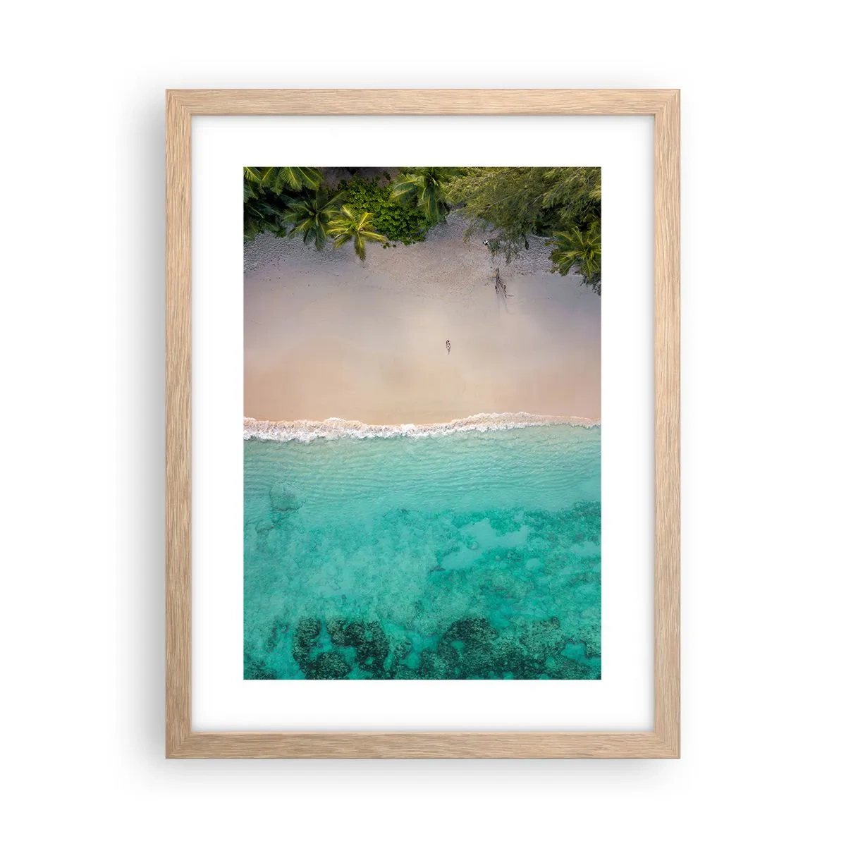 Plakát v rámu světlý dub - Rajská pláž - 30x40 cm