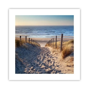 Plakát - Šumění moře, zpěv ptáků, divoká pláž uprostřed trávy… - 40x40 cm