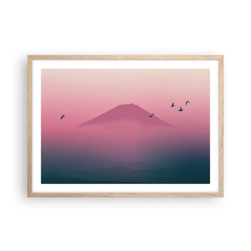 Plakát v rámu světlý dub - Poutníci nad oblaky - 70x50 cm