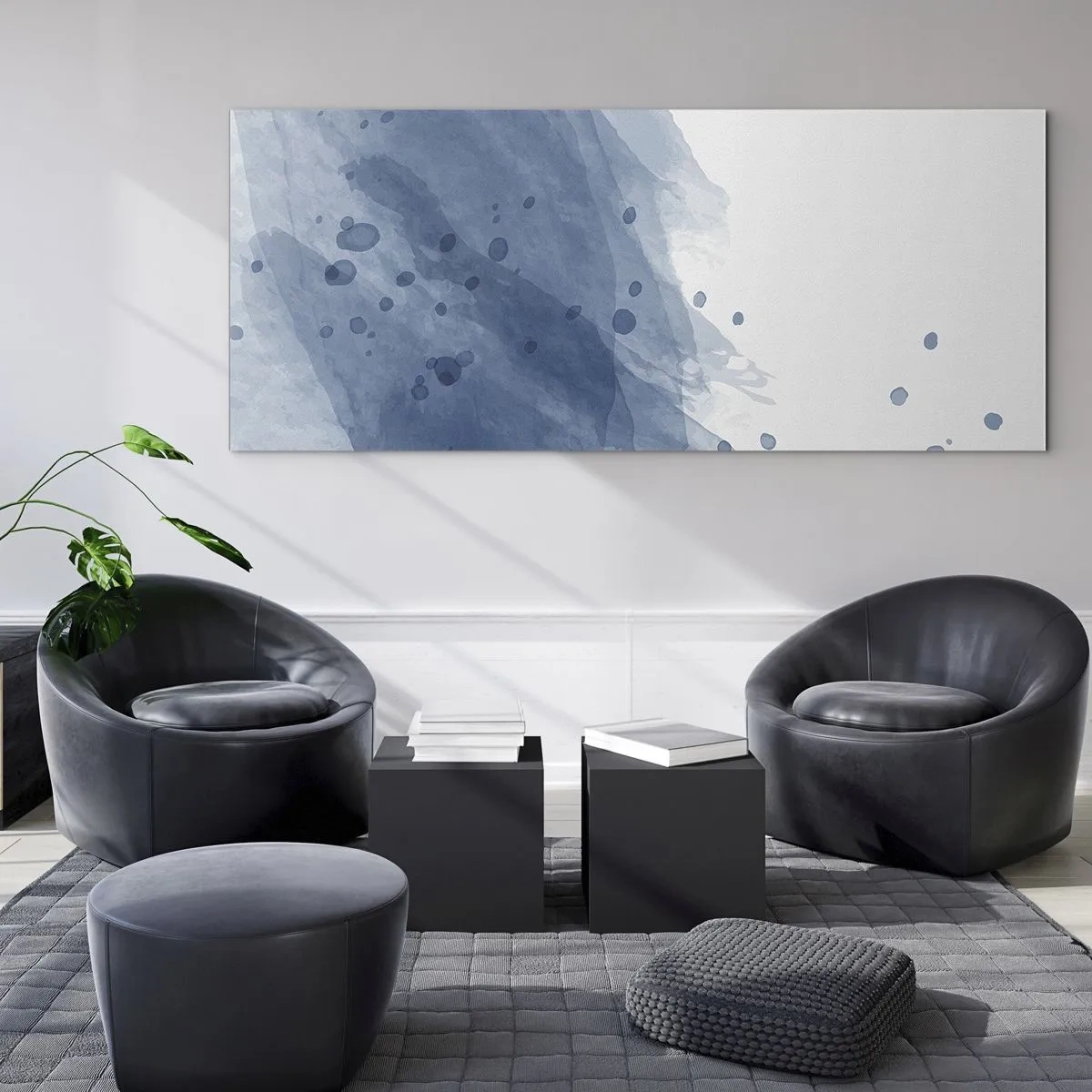 Obraz na skle - Modrý tyl - 120x50 cm