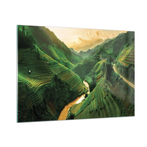 Obraz na skle - Vietnamské údolí - 100x70 cm