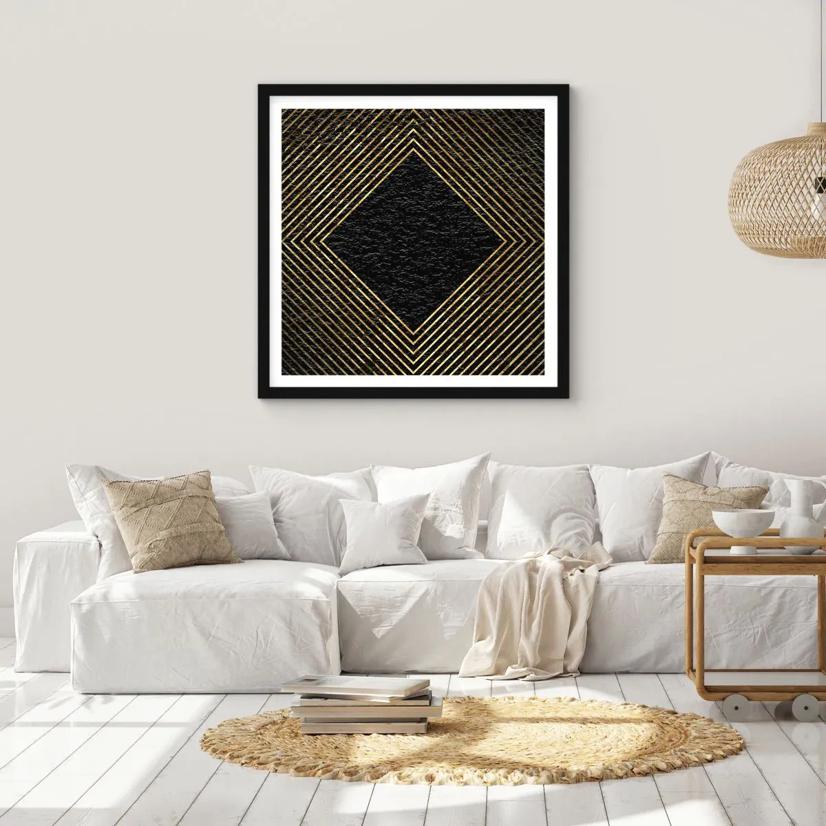 Plakát v černém rámu - Geometrie ve stylu glamour - 30x30 cm
